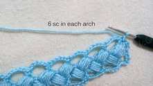 Next we work 6 sc in each arch.
