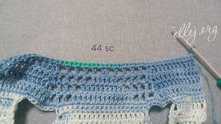 Row 10. The whole row of single crochets (44 in total).