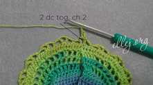 2 dc together in V-st space, ch 2.