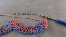 Front Post single crochet (FPsc) across.