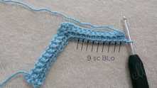All next rows are crocheted similarly. In each row, we decrease the number of sc-blo by 1. 9 cs-blo.