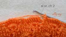 Join row with sl st in 2nd beg ch. Work ch 2.