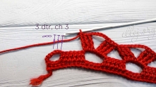3 dtr, ch 3 in the last arch.