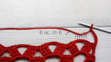 Row 6. * 6 dc, ch 6.