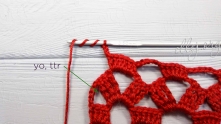 Ch 3, treble treble crochet (trtr) in the last space.