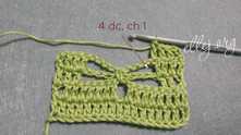 4 dc in chain around, ch 1.