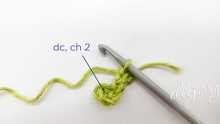 1 double crochet (dc) in the ring, ch 2.