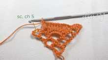 1 sc in the next arch, ch 5.