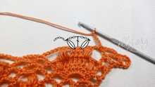 1 Puff stitch, ch 2, 1 dc, ch 2, 1 Puff stitch, ch 5.