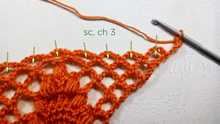 In this row make arches of 3 ch across.