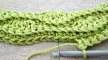 Alternate, as in the previous rows. * Skip 2 st, 5 dc-blo in 1 sc, skip 2 st, 5 sc-blo. Repeat from * across.