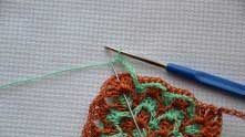 Sc between shells in the corner. To green thread became better, a little spread them.
