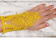 Ажурные митенки для карнавального костюма Желтые митенки крючком