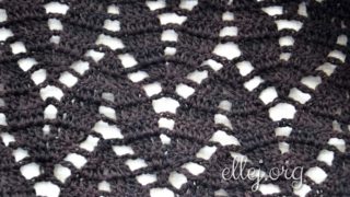 Узор Заячьи Ушки крючком. Узор с листочками