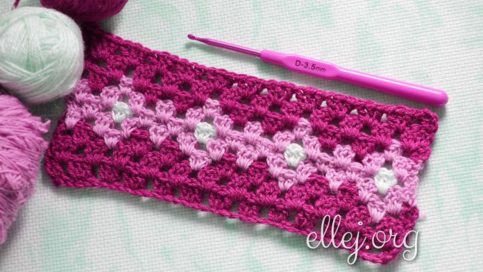 Разноцветный узор крючком 025