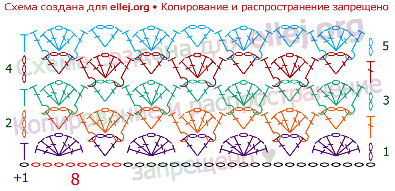 Схема рельефного двустороннего узора Сиртаки