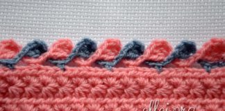 Двухцветная объемная кайма Двухцветная объемная кайма. Обвязка края крючком