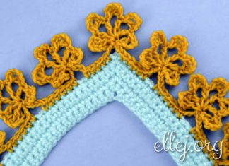 Обвязка края с цветочками Кайма-бахрома цветочки