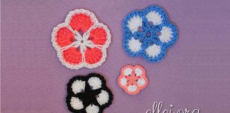 Простой двухцветный цветочек Простой цветочек крючком