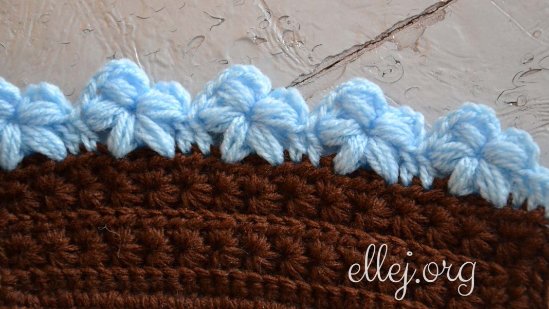 Edging with puff stitch flowers