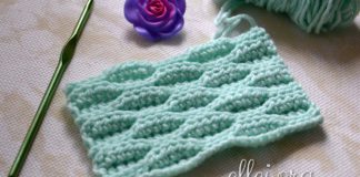 Рельефный волнистый узор с эффектом клоке Рельефный волнистый узор с эффектом клоке крючком