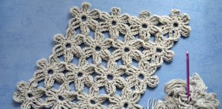 Безотрывное вязание цветочных мотивов Безотрывное вязание цветочных мотивов крючком