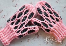 Вязанные рукавички Розовая Зима Варежки-рукавички крючком