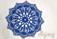 Синяя салфетка 12 рядов (24 см) Синяя салфетка крючком