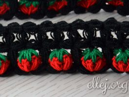 Узор Клубнички из пышных столбиков крючком