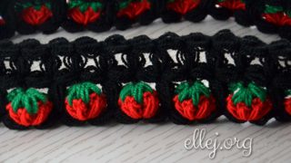 Узор Клубнички из пышных столбиков крючком