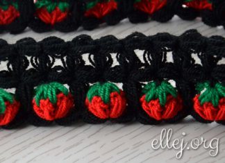 Узор Клубнички из пышных столбиков Узор Клубнички из пышных столбиков крючком