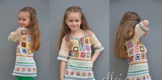 Вяжем тунику для девочки из бабушкиных квадратов онлайн Туника для девочки из бабушкиных квадратов