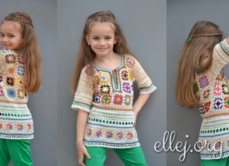 Туника для девочки из бабушкиных квадратов Туника для девочки из бабушкиных квадратов