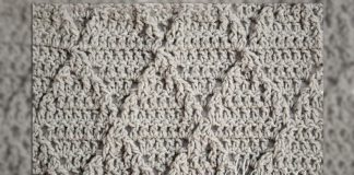 Рельефный узор крючком 003 Рельефный узор с ромбами крючком