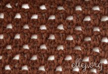 Простой узор крючком 013 «Галочки в шахматном порядке» Простой узор крючком 013