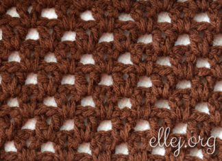 Простой узор крючком 013 «Галочки в шахматном порядке» Простой узор крючком 013