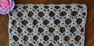 Ажурный узор крючком 021 Сеточка крючком. Схема вязания
