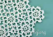 Безотрывное вязание салфетки из мотивов Брюгге по-японски Безотрывное вязание салфетки из мотивов Брюгге по-японски