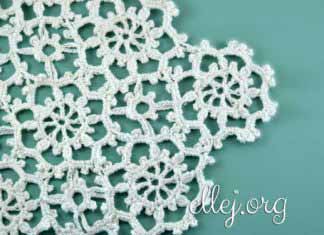 Безотрывное вязание салфетки из мотивов Брюгге по-японски Безотрывное вязание салфетки из мотивов Брюгге по-японски