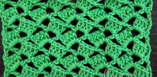 Ажурный узор крючком 050 Ажурная сеточка крючком в шахматном порядке