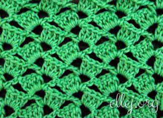 Ажурный узор крючком 050 Ажурная сеточка крючком в шахматном порядке