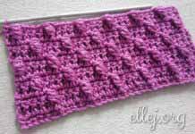 Рельефный узор со смещением 054 Плотный рельефный узор крючком 054