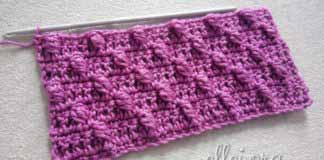 Рельефный узор со смещением 054 Плотный рельефный узор крючком 054