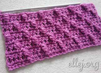 Рельефный узор со смещением 054 Плотный рельефный узор крючком 054