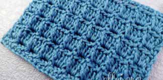 Рельефный вафельный узор (вариация) 055 Вафельный узор крючком. Второй вариант 055