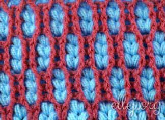 Толстый двухцветный узор для снуда/шапки Толстый узор крючком Пышные Колоски
