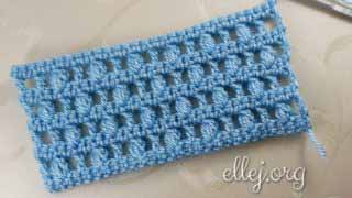 Филейный узор с пышными столбиками крючком 056