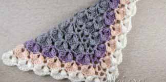 Узор «Морские Гребешки» для вязания шали или бактуса Шаль с объемным узором Морские гребешки