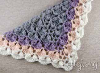 Узор «Морские Гребешки» для вязания шали или бактуса Шаль с объемным узором Морские гребешки