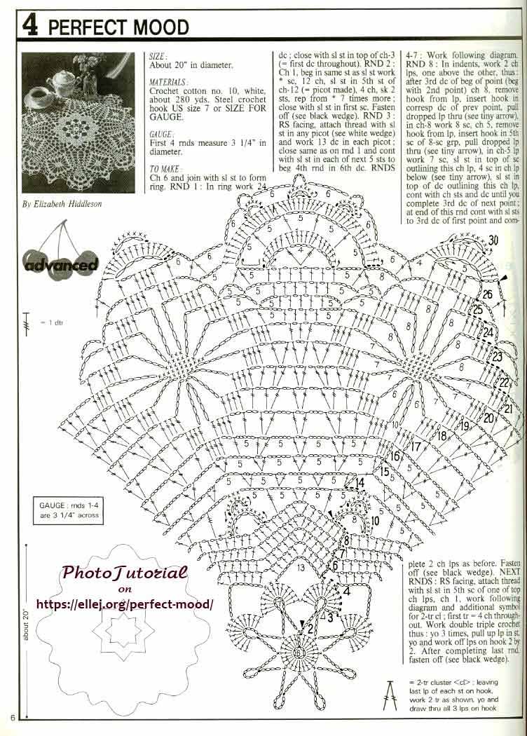 Схема вязания салфетки из журнала Decorative Crochet Magazine, November 1992, #30